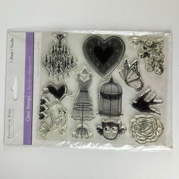 Forever In Time Clear Stamps Sheet - Vintage & Romantic Designs Bird Cage - Picture 1 of 1